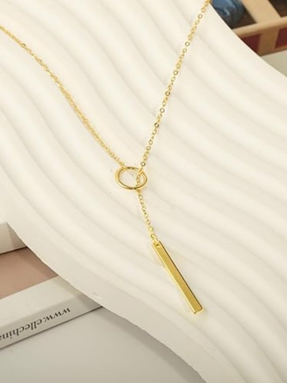 Dainty Lariat Y Necklace – 14K Gold/Silver Plated Layered Pendant Mother’s Day - Picture 2 of 7